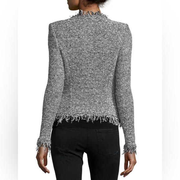 IRO Azure Striped Stretch Tweed Jacket in Black/Ecru - Picture 3 of 12